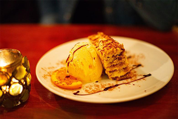 Tiramisu and ice cream — Dolci Dessert Menu